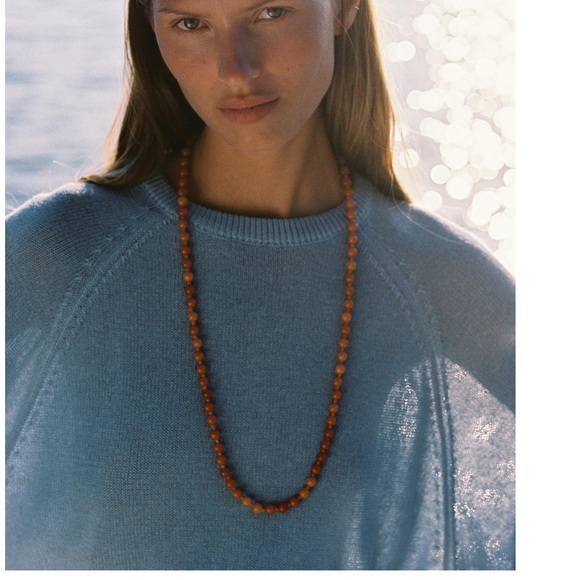 Zara NWT light blue wide 3/4 sleeve knit pull over sweater - Picture 3 of 8